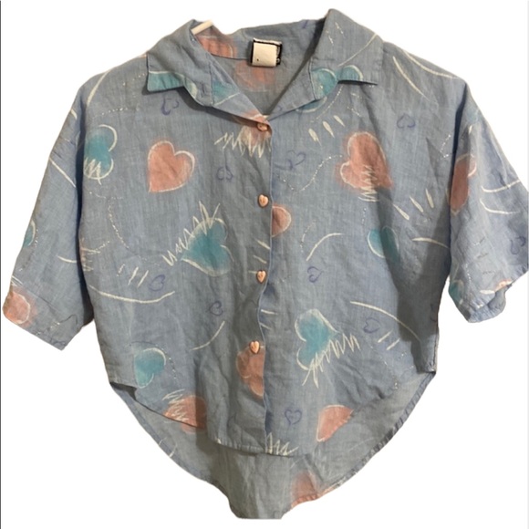 Vintage 80’s Randi Of California Button Down Crop Top - Picture 1 of 3